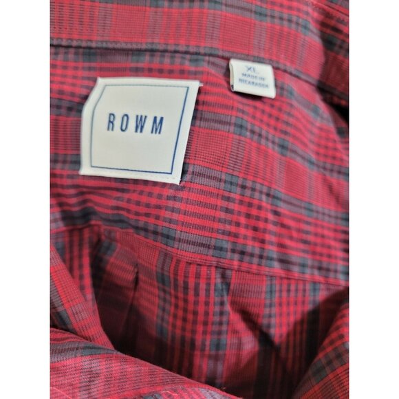 Rowm Men's Shirt Size XL Cotton Check Red Black Button Up Long Sleeve 31 - Picture 6 of 6